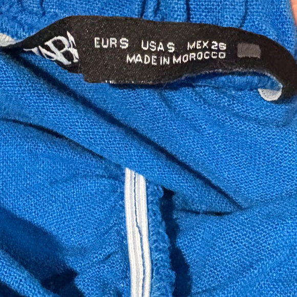 Zara Blue Open Back Linen Blend Mini Dress- Size Small - Picture 3 of 5